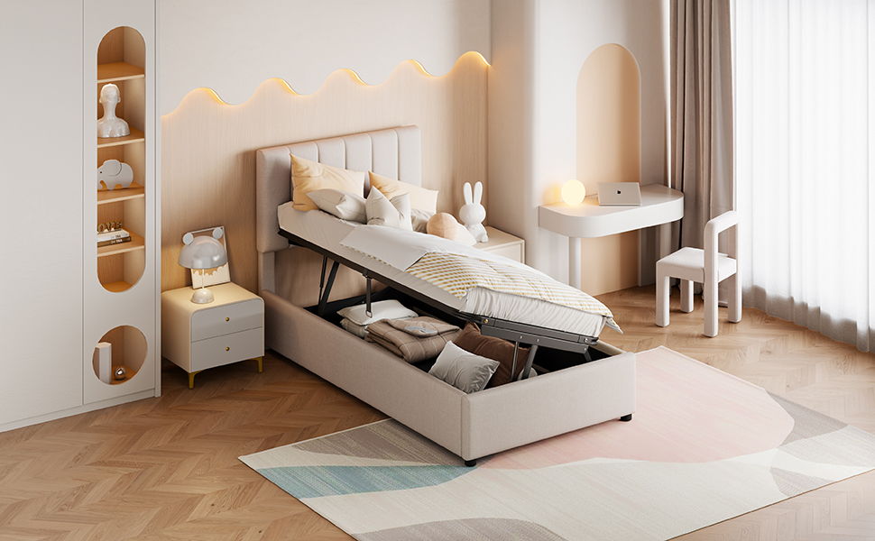 Upholstered Platform Bed With A Hydraulic Storage System - The Sleep Loft - Online Mattress Showroom NYC