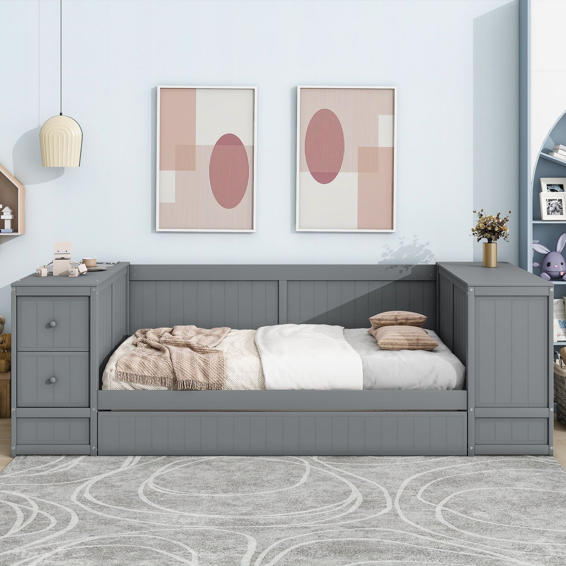 Daybed With Storage Arms, Trundle And Charging Station - The Sleep Loft - Online Mattress Showroom NYC