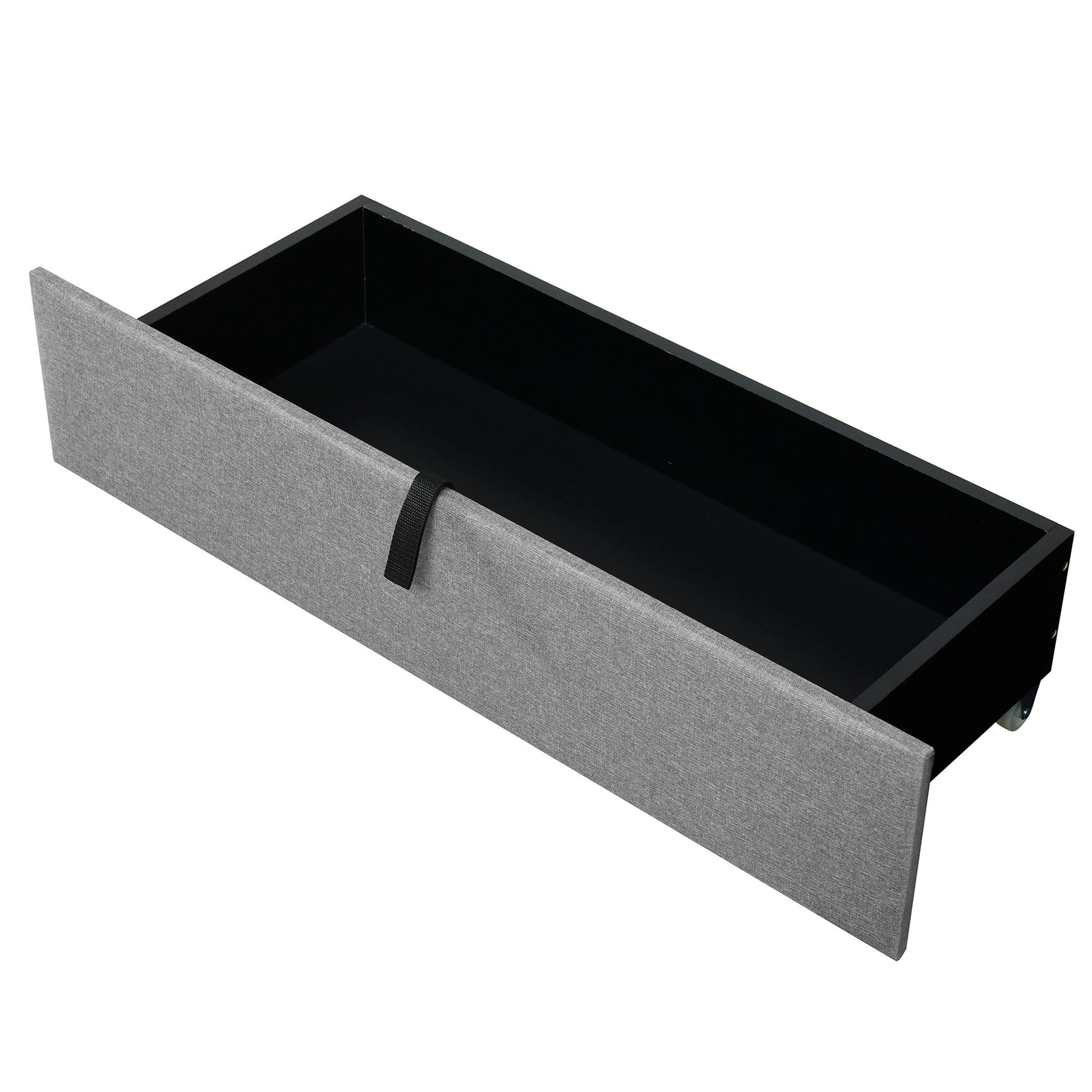 Upholstered Platform Bed With Storage Headboard, Trundle & 2 Drawers And A Set Of Sockets & USB Ports - The Sleep Loft - Online Mattress Showroom NYC