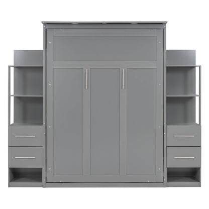 Murphy Wall Bed With LED Lights, Shelves And Drawers - The Sleep Loft - Online Mattress Showroom NYC