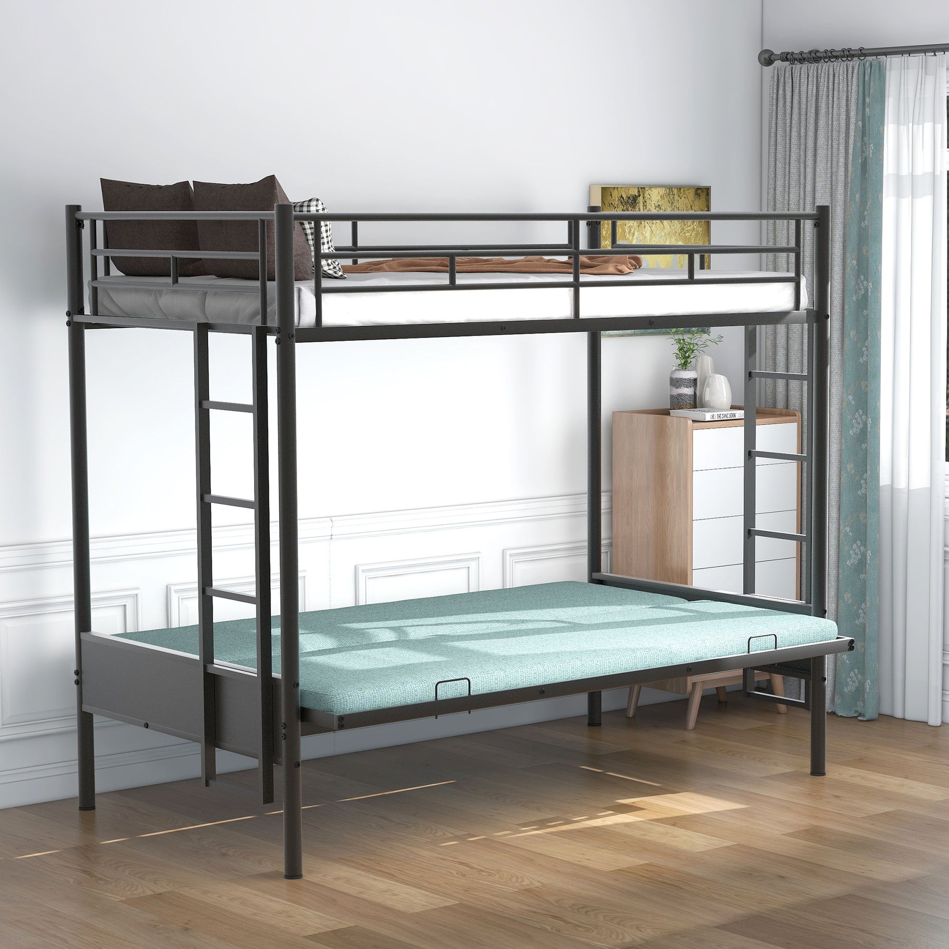 Twin Over Full Bunk Bed, Multifunction - Black - The Sleep Loft - Online Mattress Showroom NYC