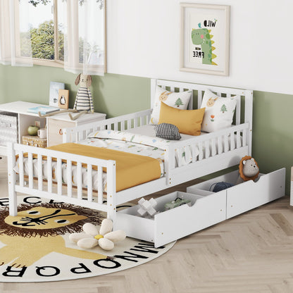 Platform Bed With Guardrails On Both Sides And 2 Storage Drawers - The Sleep Loft - Online Mattress Showroom NYC