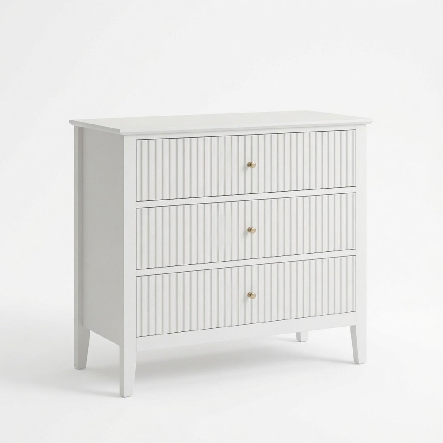 3 Drawer Nightstand, Wide With Soft Close Slides - White