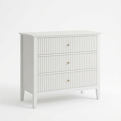 3 Drawer Nightstand, Wide With Soft Close Slides - White