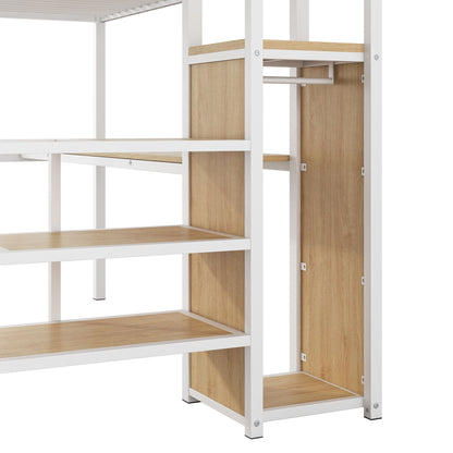 Loft Bed With Desk, Storage Staircase, Small Wardrobe And LED Light - The Sleep Loft - Online Mattress Showroom NYC