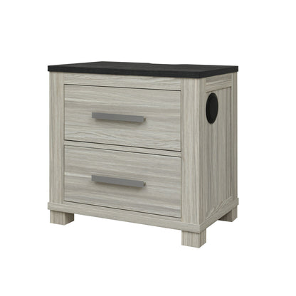 Augusta - Nightstand With Top, 2 Drawers, Block Feet - Beige Brown - The Sleep Loft - Online Mattress Showroom NYC