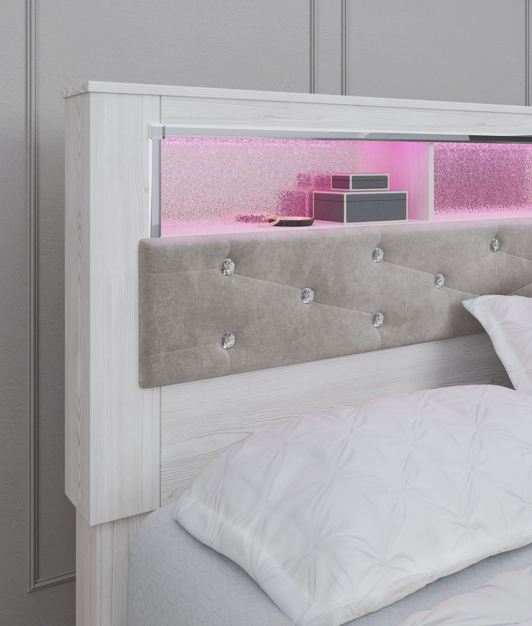 Altyra - King Bookcase Panel Bed - White - The Sleep Loft - Online Mattress Showroom NYC