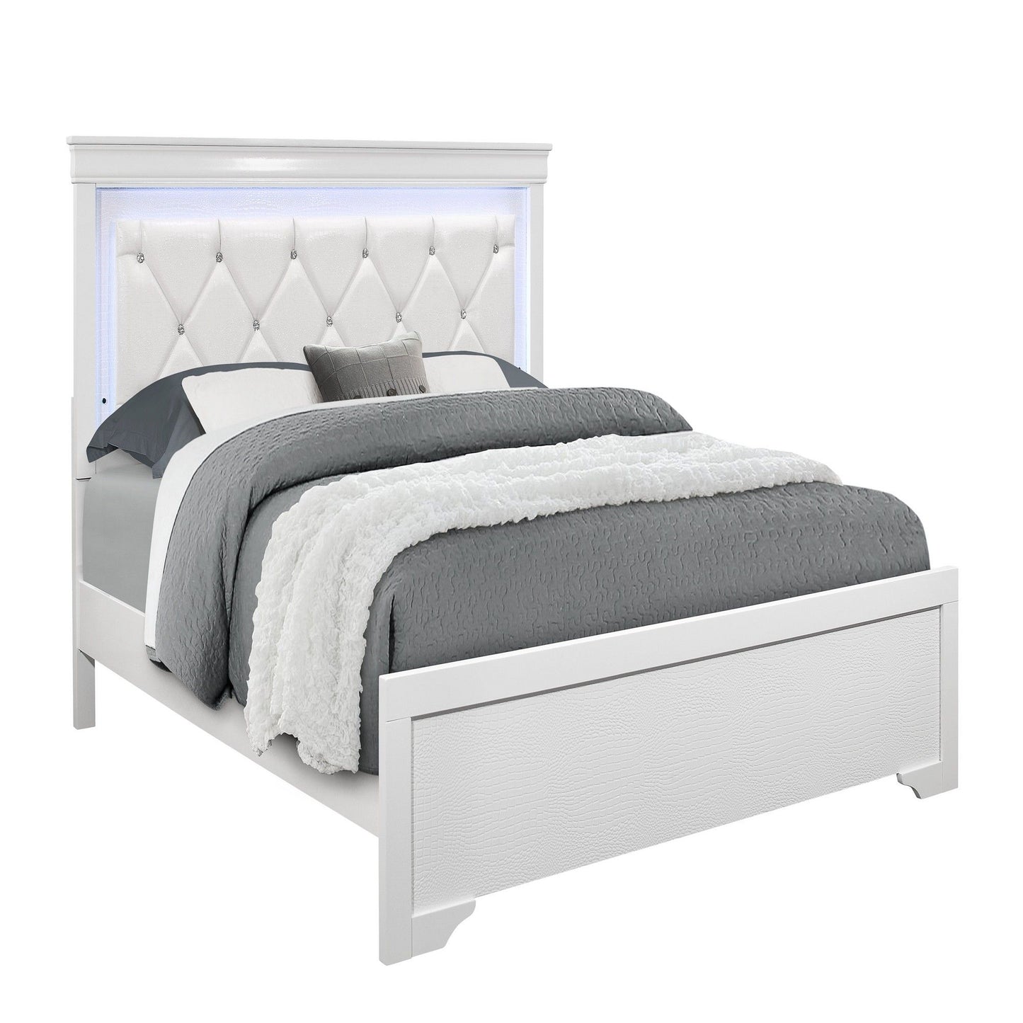 Shaker - Bed With LED Lighting And Crystal Inspired Tufted Headboard - The Sleep Loft - Online Mattress Showroom NYC