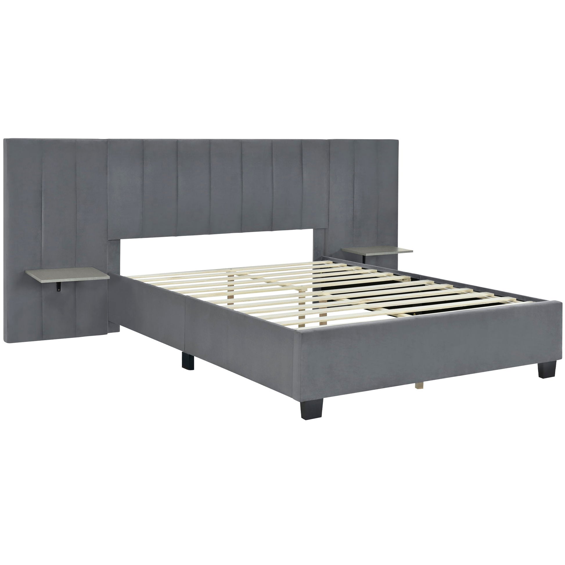 Upholstered Platform Bed With Big Headboard - The Sleep Loft - Online Mattress Showroom NYC