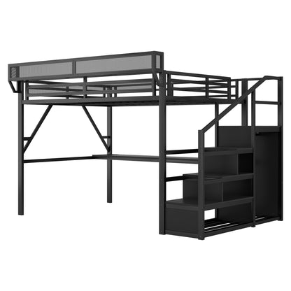 Loft Bed With Desk And Charging Station With Stairs And Light - The Sleep Loft - Online Mattress Showroom NYC