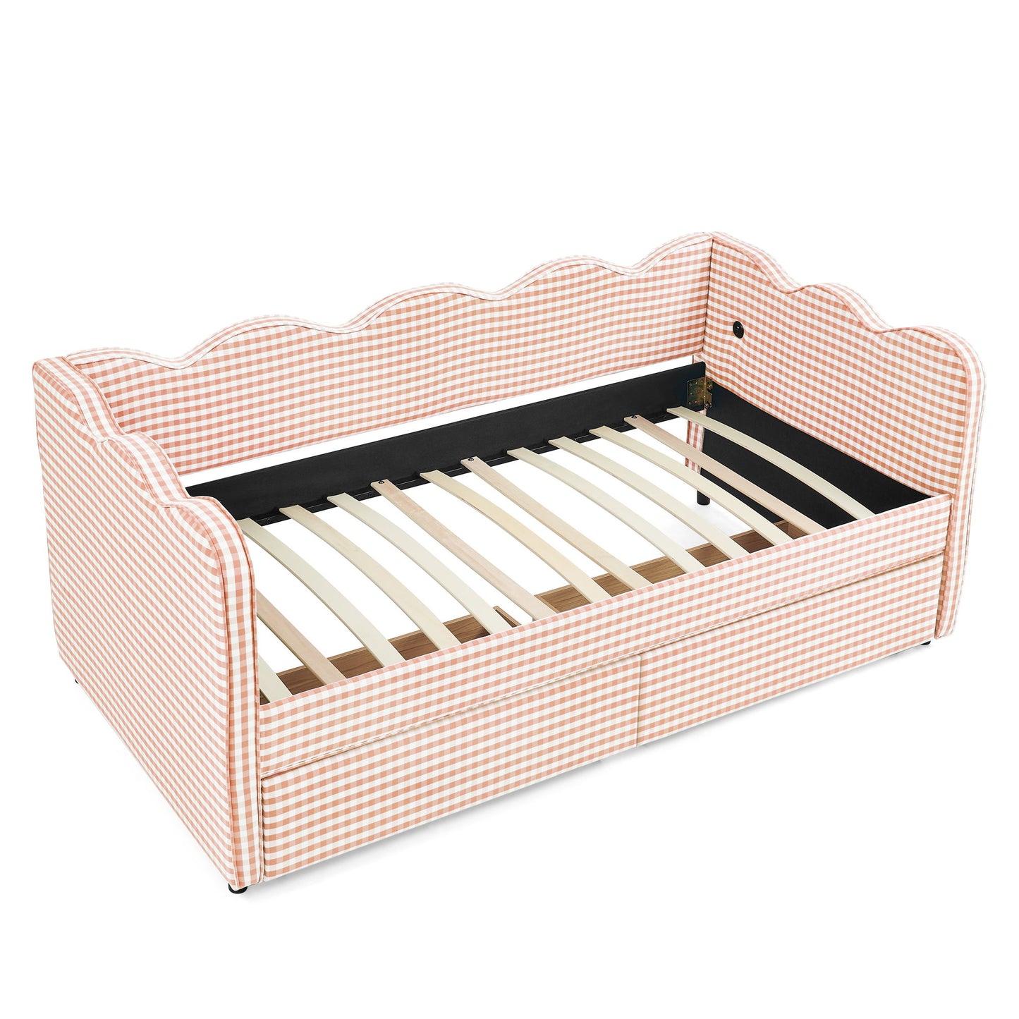 Gingham Daybed With USB Charging Port, Wave-Shaped Design - The Sleep Loft - Online Mattress Showroom NYC