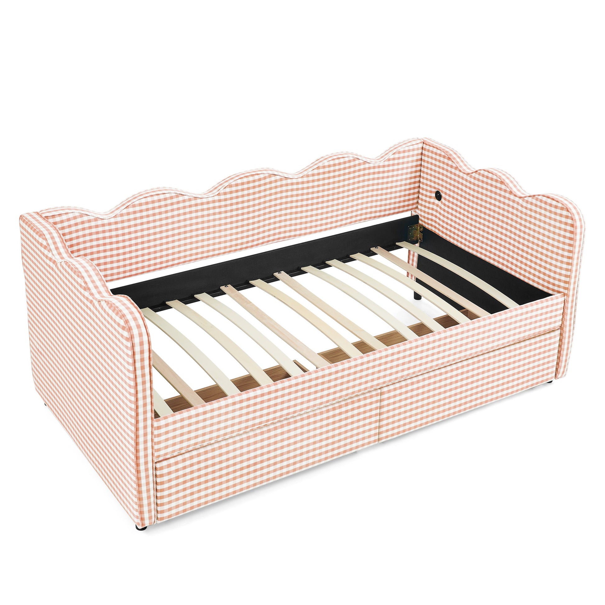 Gingham Daybed With USB Charging Port, Wave-Shaped Design - The Sleep Loft - Online Mattress Showroom NYC