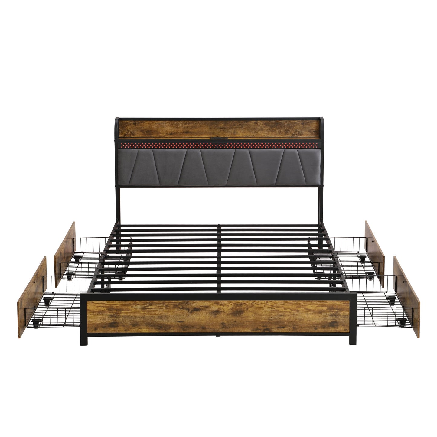 Contemporary Bed Frame With Storage Headboard, Charging Station, LED Lights - The Sleep Loft - Online Mattress Showroom NYC