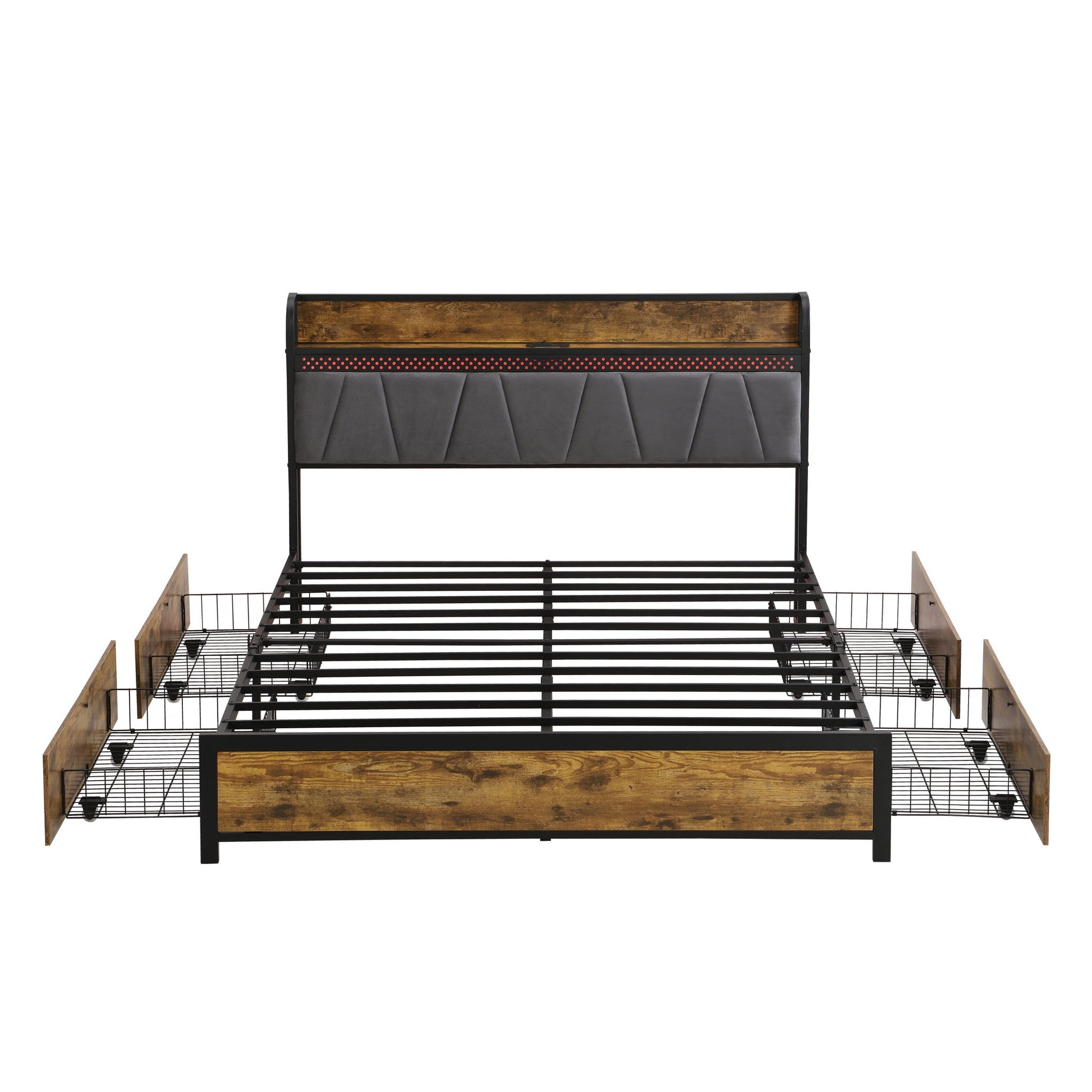 Contemporary Bed Frame With Storage Headboard, Charging Station, LED Lights - The Sleep Loft - Online Mattress Showroom NYC