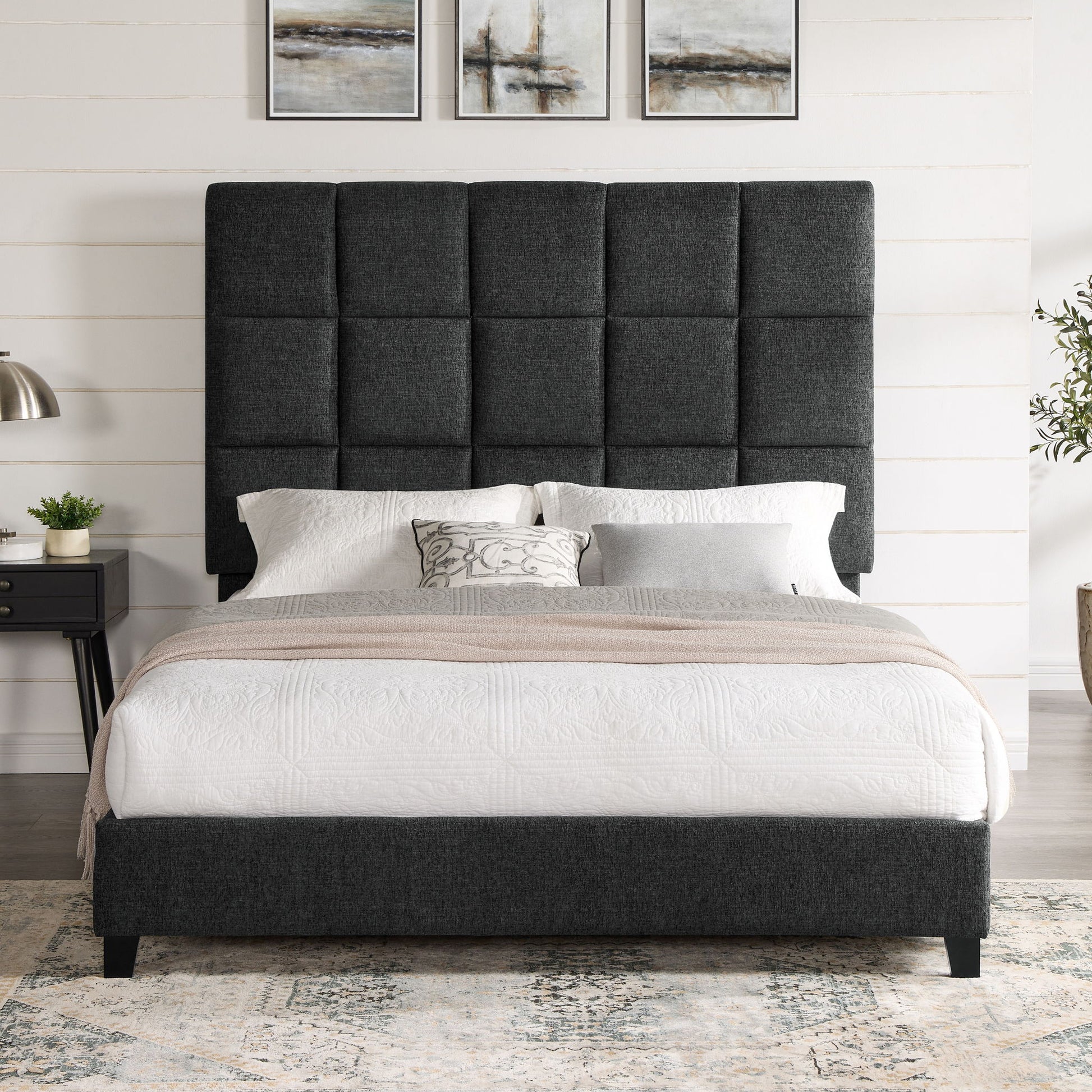 Squares Upholstered Platform Bed - The Sleep Loft - Online Mattress Showroom NYC