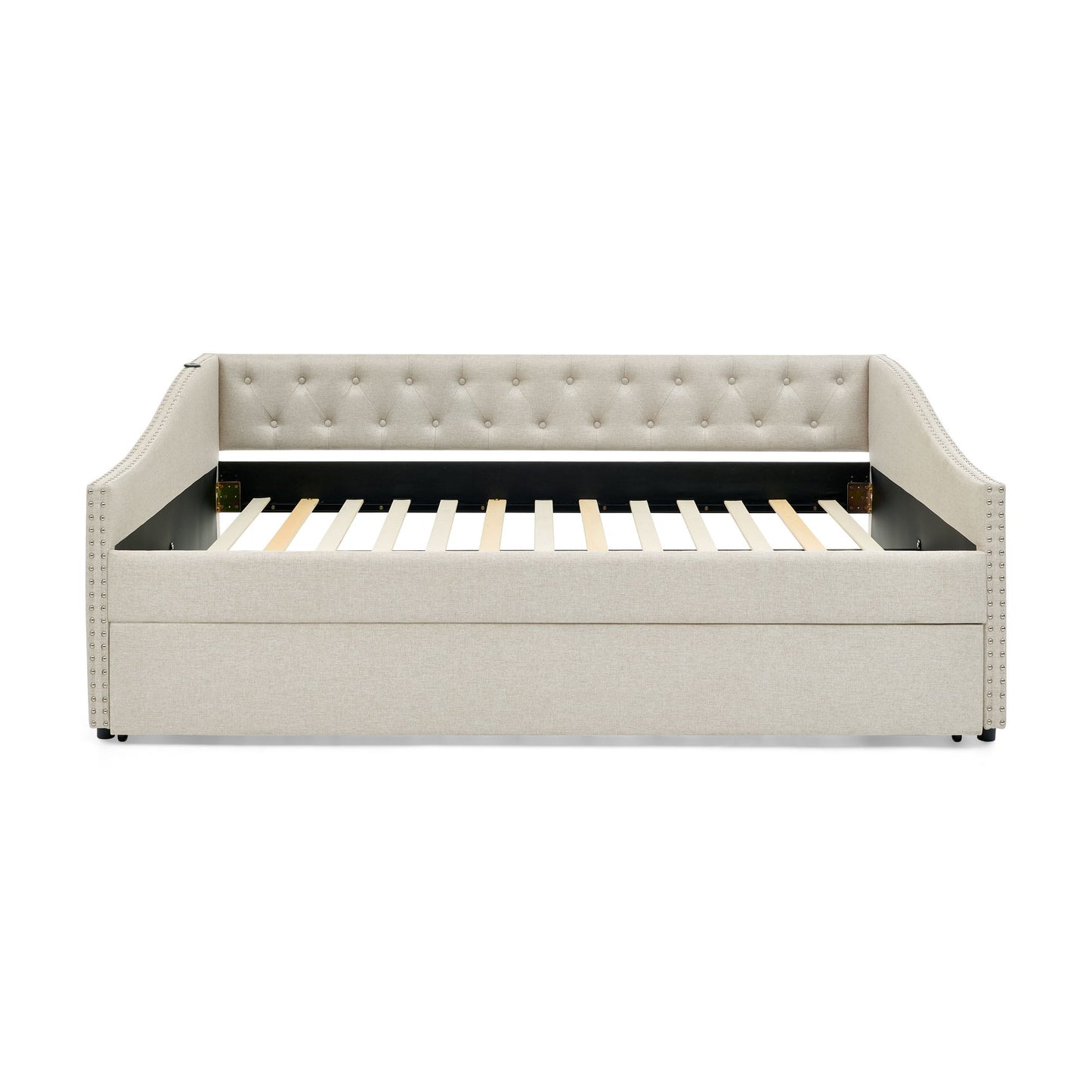 Upholstered Daybed With USB Charging & Pull Out Bed - The Sleep Loft - Online Mattress Showroom NYC