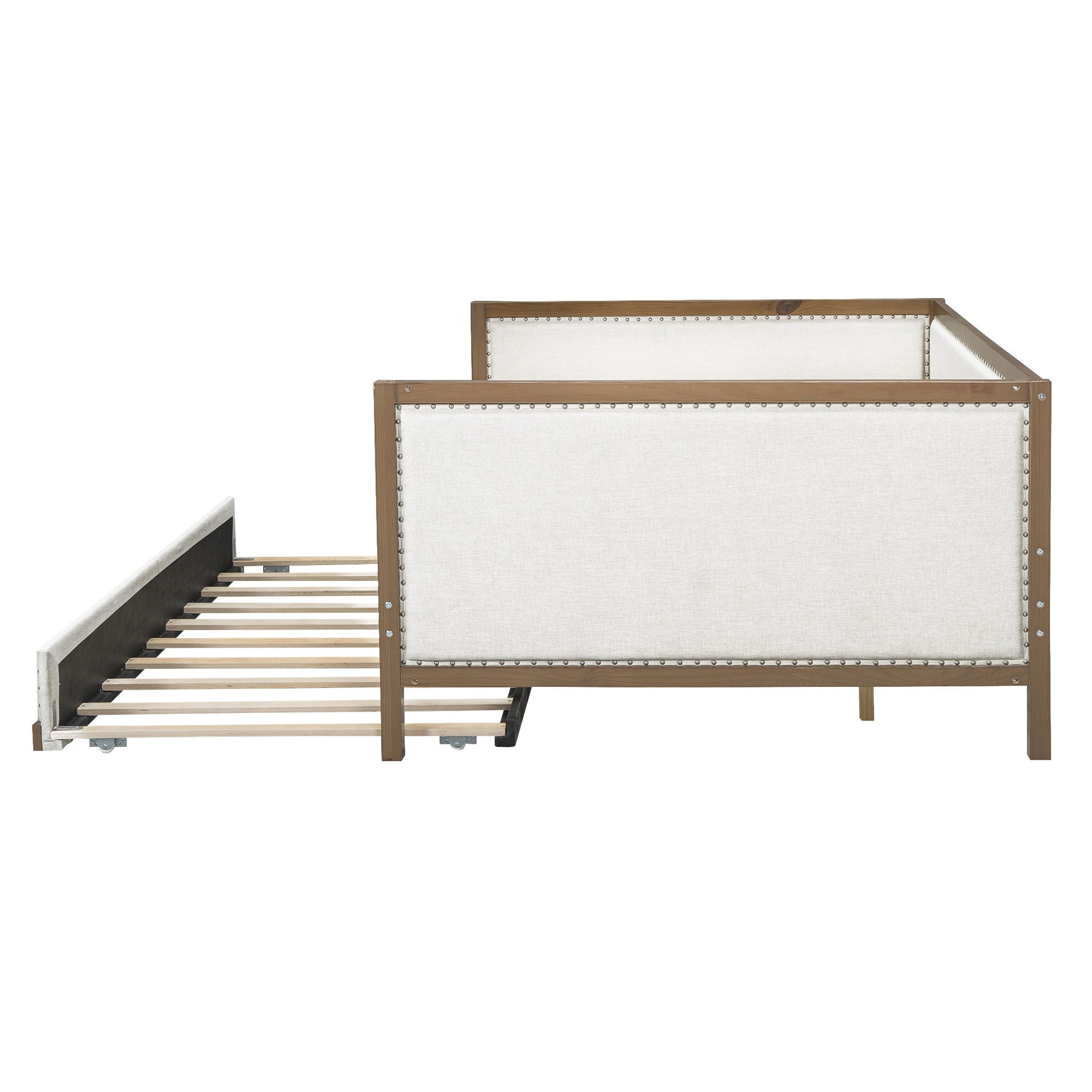 Full Size Daybed With Trundle And Nailhead Decoration - Wood - The Sleep Loft - Online Mattress Showroom NYC