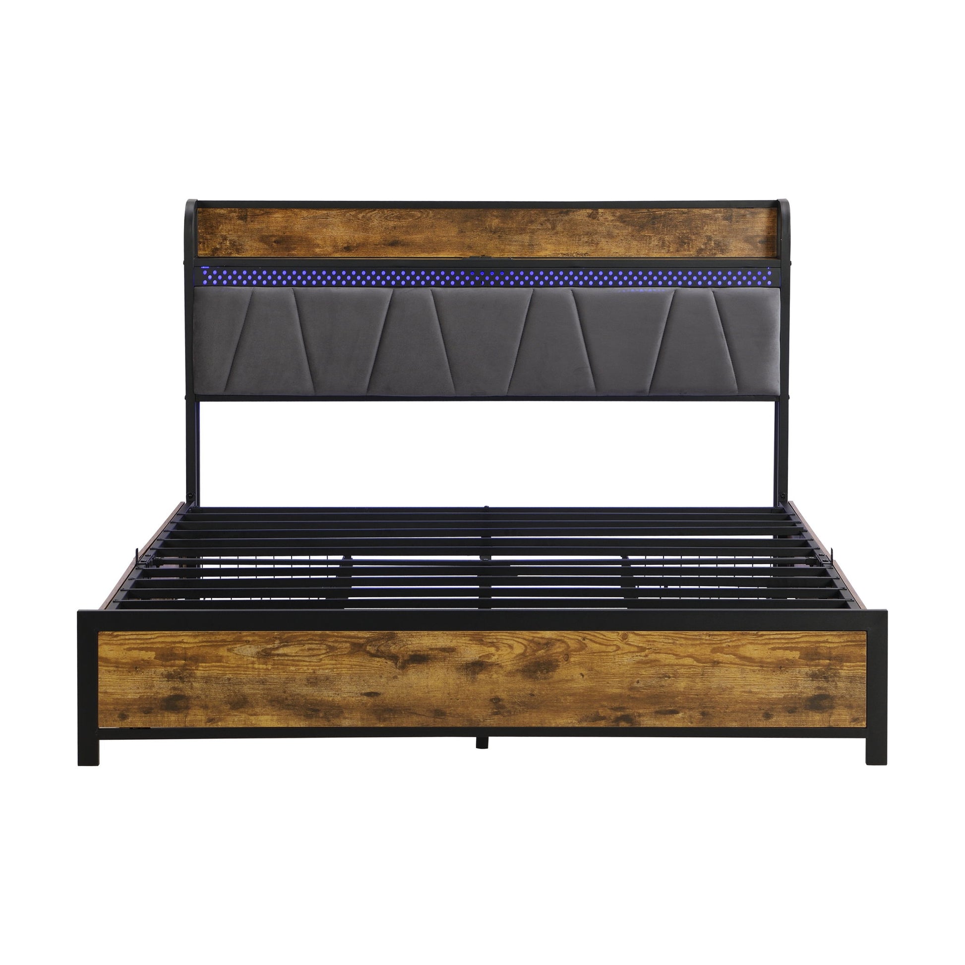 Contemporary Bed Frame With Storage Headboard, Charging Station, LED Lights - The Sleep Loft - Online Mattress Showroom NYC