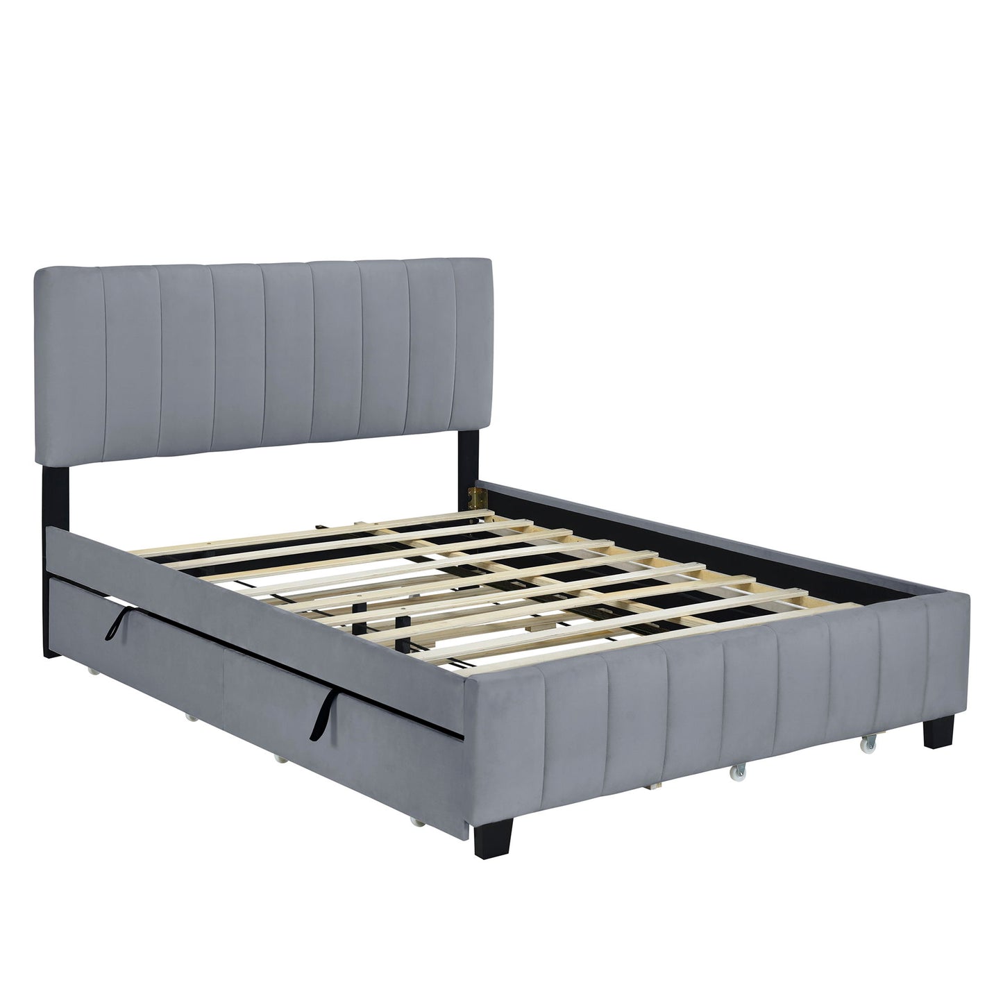 Platform UpholsteredBed With 2 Drawers And Twin Long Trundle - The Sleep Loft - Online Mattress Showroom NYC