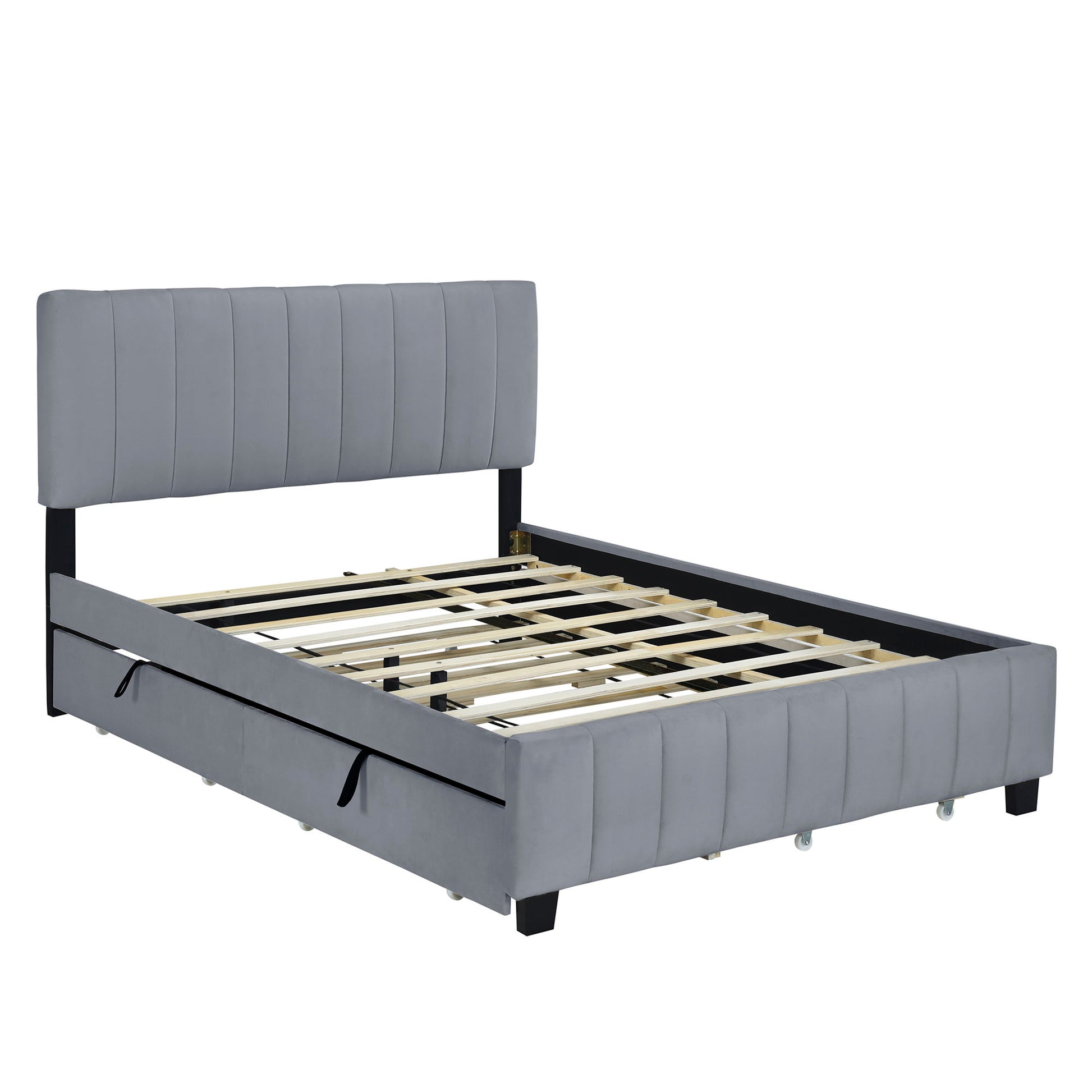 Platform UpholsteredBed With 2 Drawers And Twin Long Trundle - The Sleep Loft - Online Mattress Showroom NYC