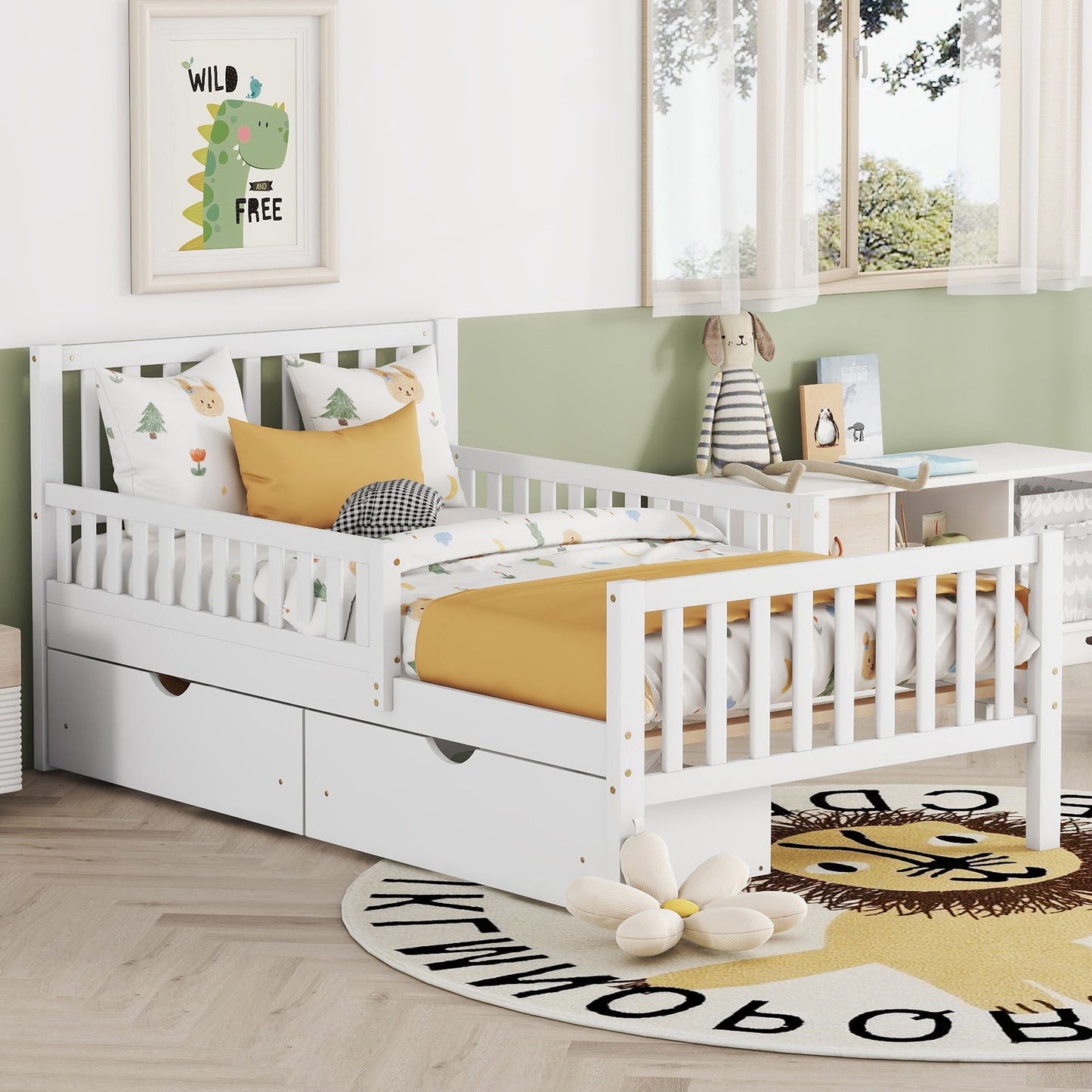 Platform Bed With Guardrails On Both Sides And 2 Storage Drawers - The Sleep Loft - Online Mattress Showroom NYC