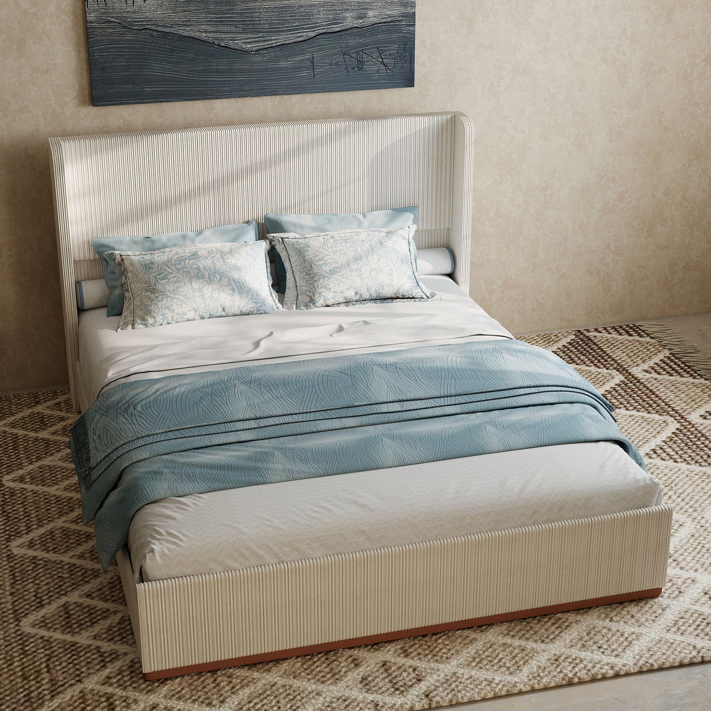 Upholstered Bed Frame With Luxury Wingback Headboard - The Sleep Loft - Online Mattress Showroom NYC