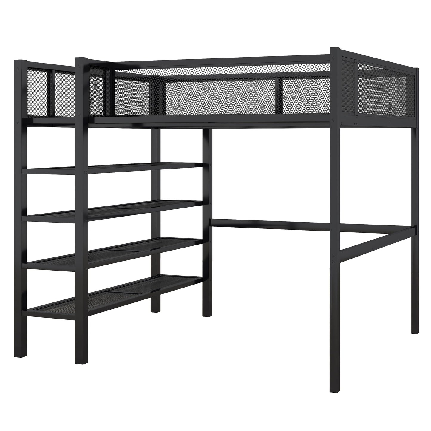 Loft Bed With 4 Tier Shelves And Storage - The Sleep Loft - Online Mattress Showroom NYC