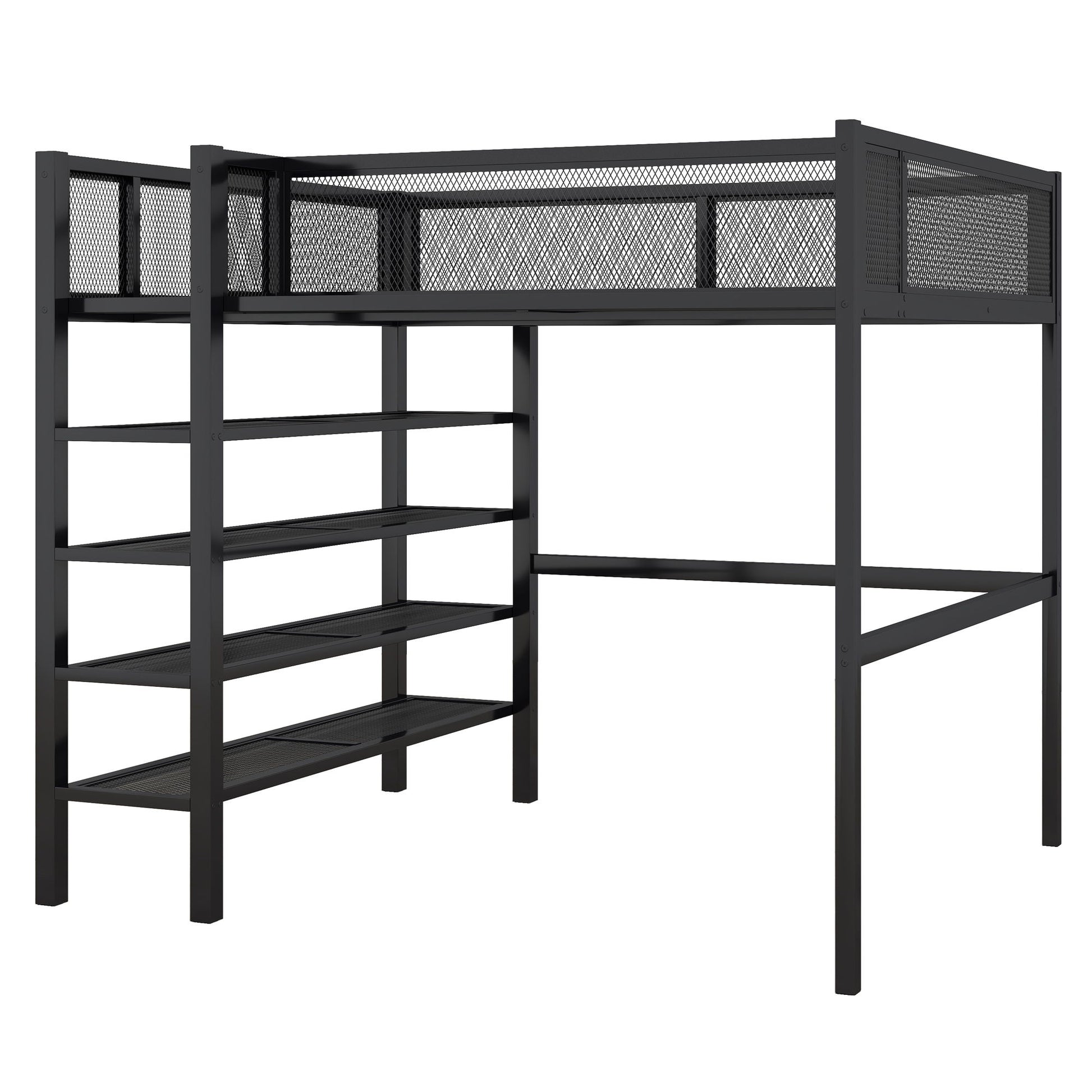 Loft Bed With 4 Tier Shelves And Storage - The Sleep Loft - Online Mattress Showroom NYC