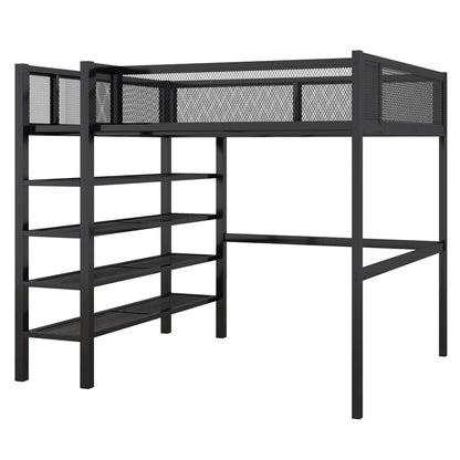 Loft Bed With 4 Tier Shelves And Storage - The Sleep Loft - Online Mattress Showroom NYC