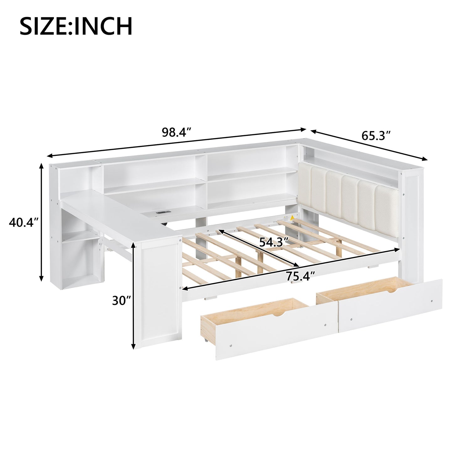 Platform Bed With Storage Shelves, Drawers, Charging Station, LED, Desk - The Sleep Loft - Online Mattress Showroom NYC