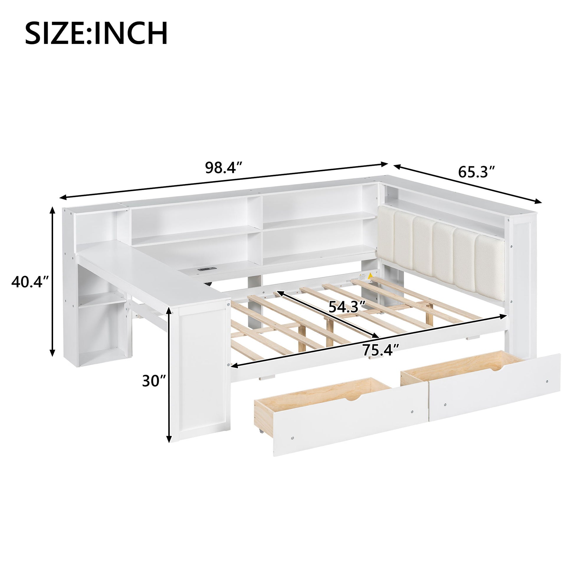 Platform Bed With Storage Shelves, Drawers, Charging Station, LED, Desk - The Sleep Loft - Online Mattress Showroom NYC