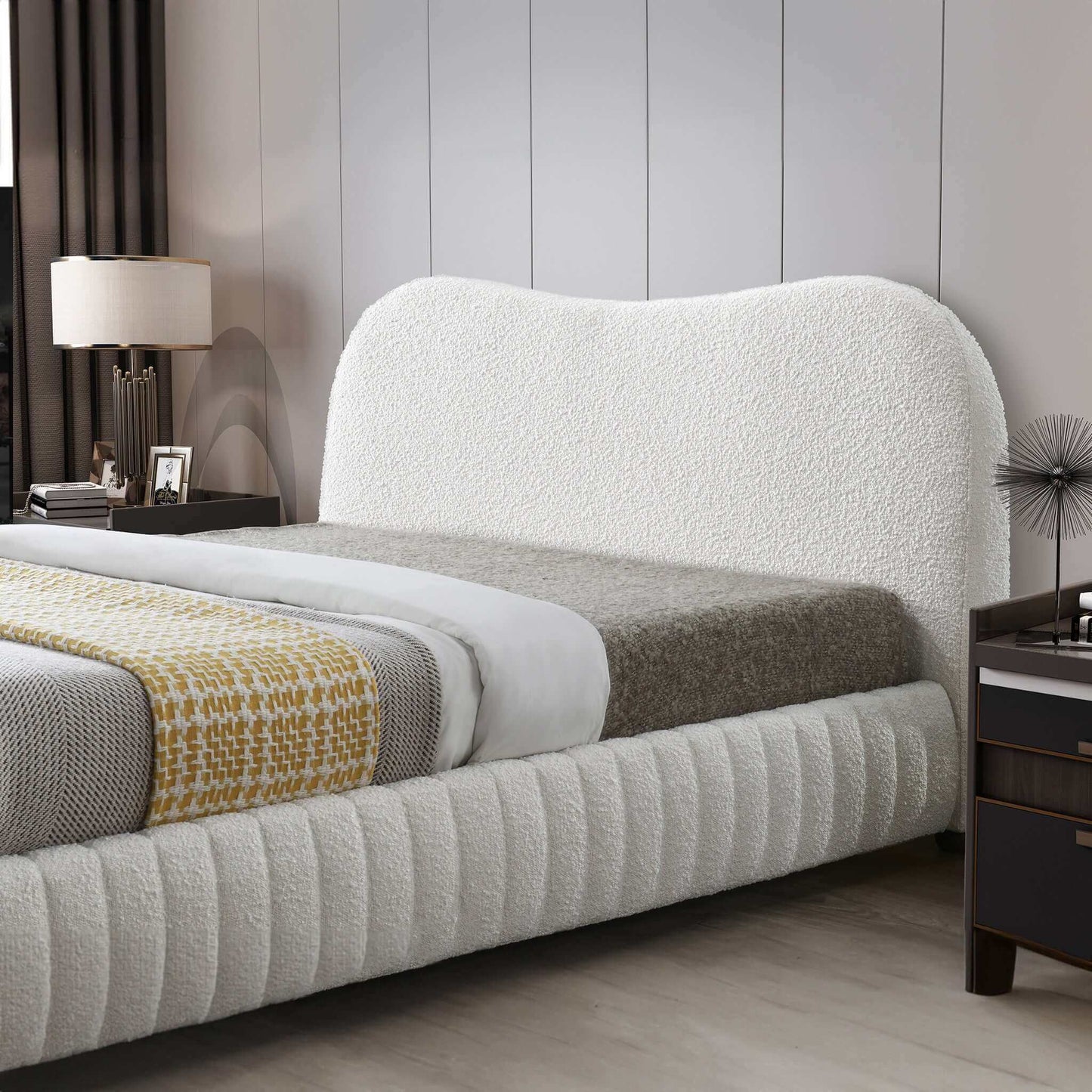 Norme - Queen Size Upholstered Low Profile Platform Bed - Cream - The Sleep Loft - Online Mattress Showroom NYC