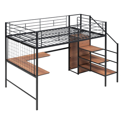 Loft Bed With Desk And Grid, Stylish Frame With Lateral Storage Ladder And Wardrobe - The Sleep Loft - Online Mattress Showroom NYC