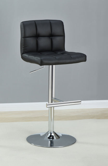 Lenny Tufted Adjustable Leatherette Bar Stool Black (Set of 2)