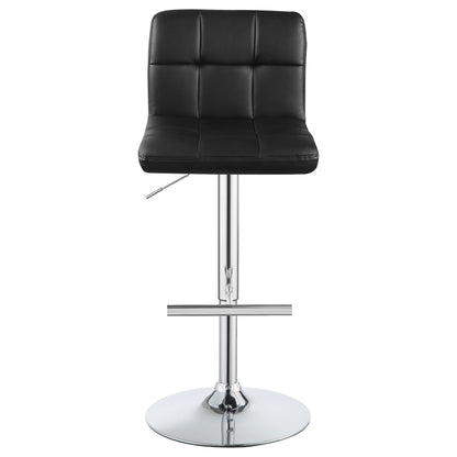 Lenny Tufted Adjustable Leatherette Bar Stool Black (Set of 2)