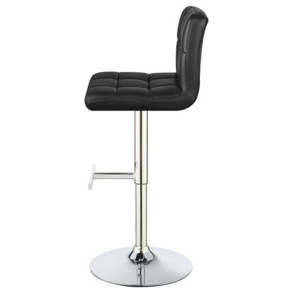 Lenny Tufted Adjustable Leatherette Bar Stool Black (Set of 2)