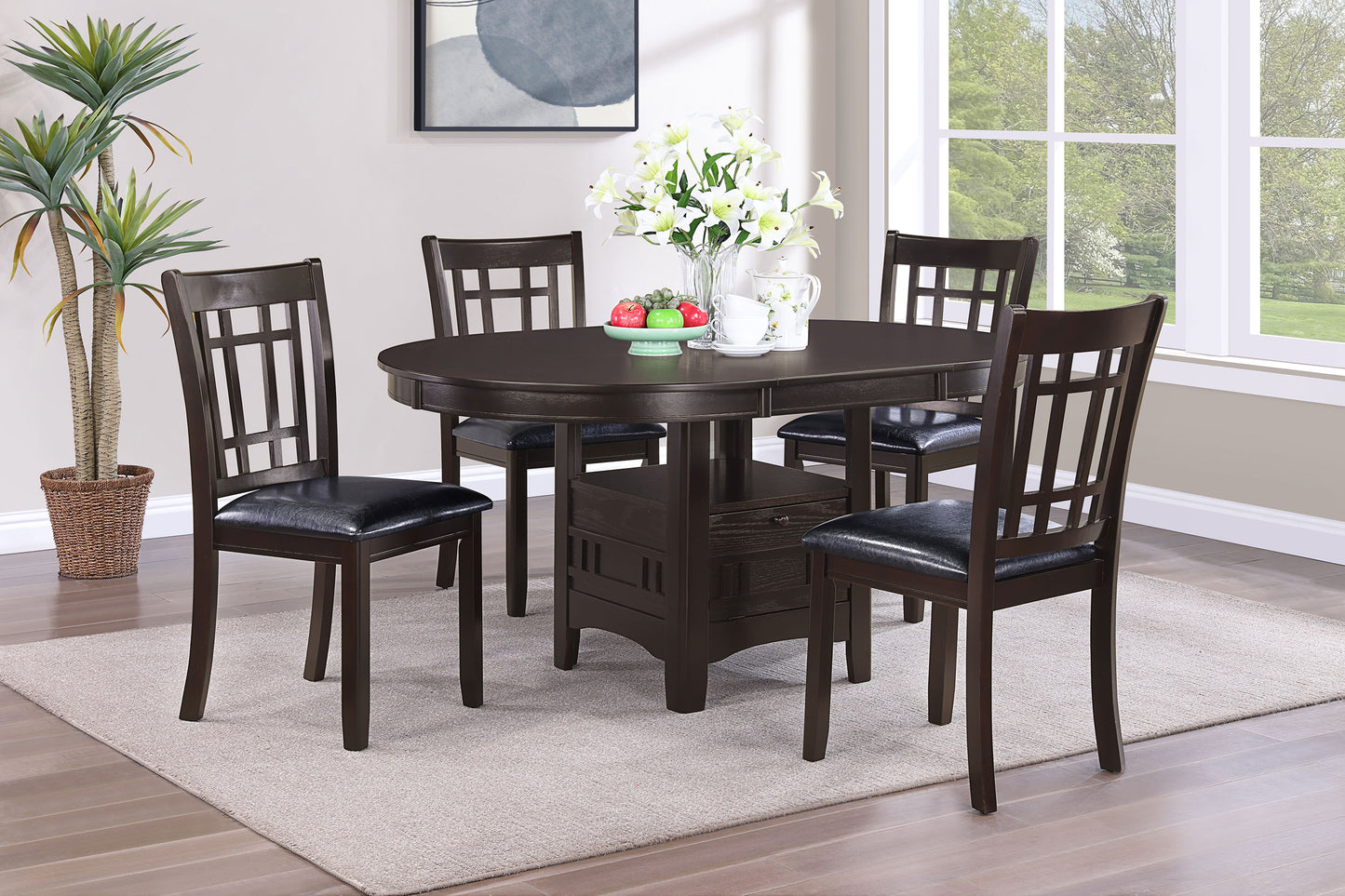 Lavon Oval 60-inch Wood Extension Leaf Dining Table Espresso