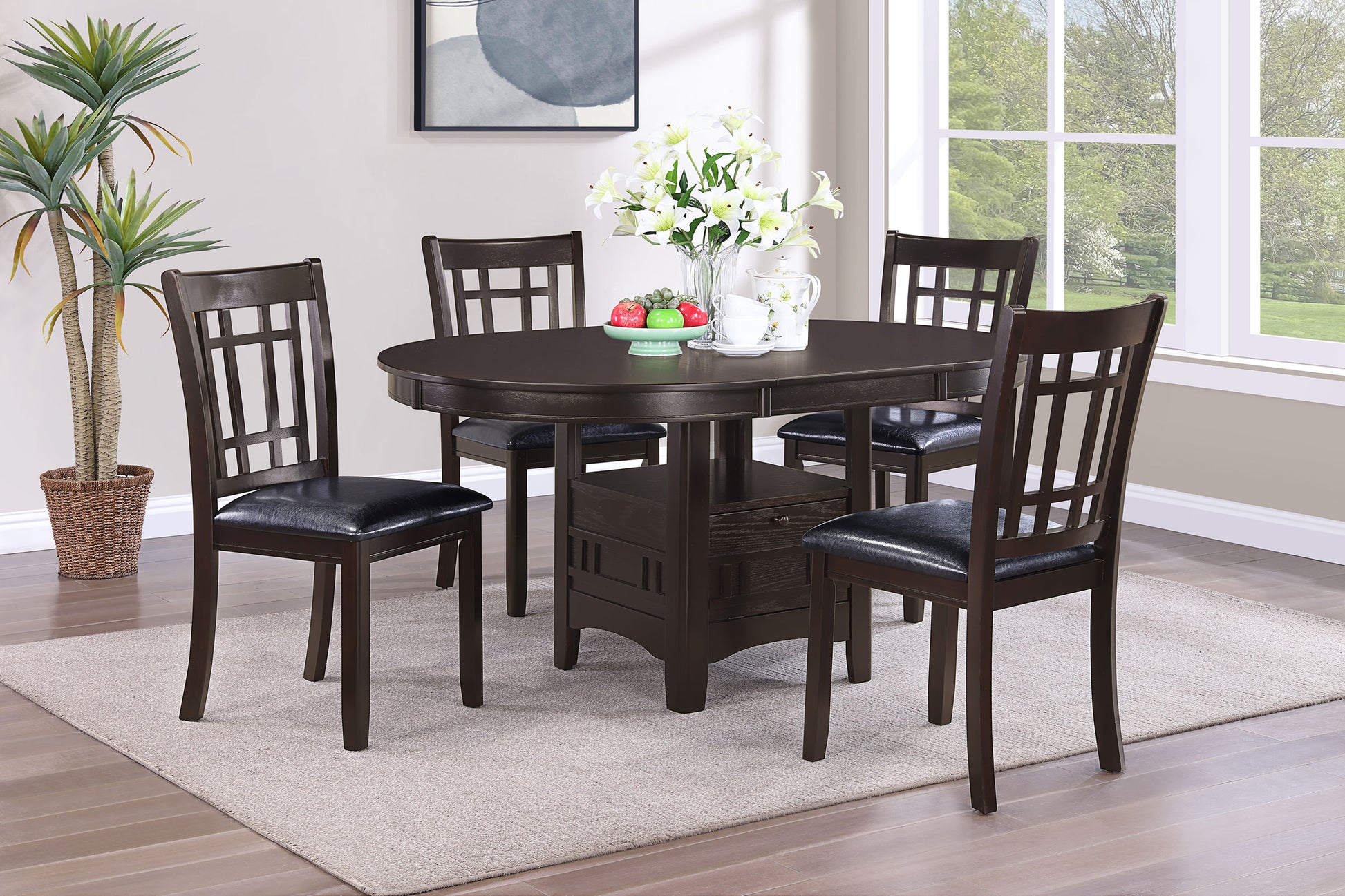Lavon Oval 60-inch Wood Extension Leaf Dining Table Espresso