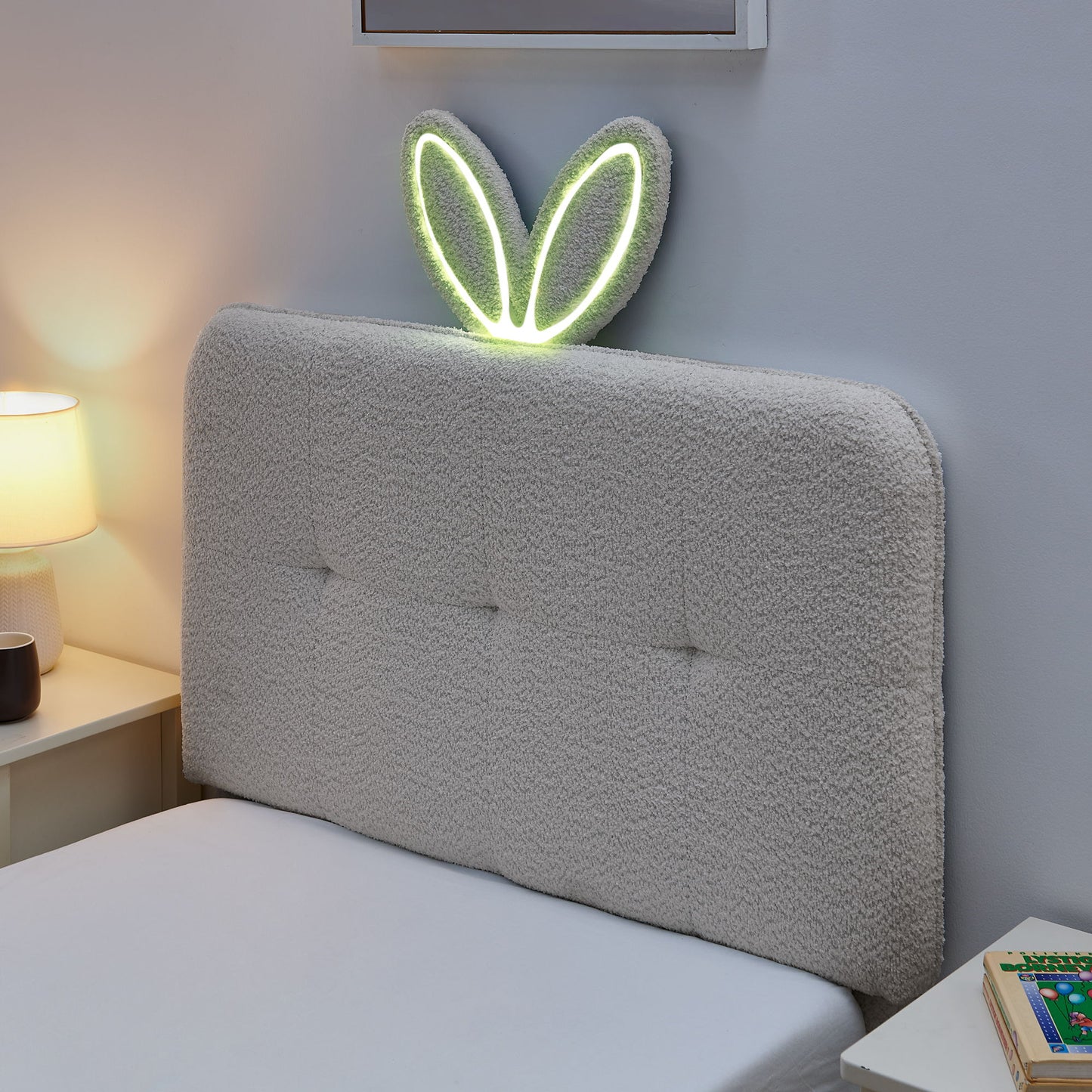 Upholstered Bed With Oversized Rabbit Ear Headboard, LED Lights & 4 Storage Drawers - The Sleep Loft - Online Mattress Showroom NYC
