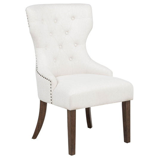 Baney Fabric Upholstered Dining Side Chair Cream and Dark Oak - The Sleep Loft - Online Mattress Showroom NYC