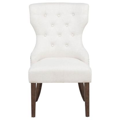 Baney Fabric Upholstered Dining Side Chair Cream and Dark Oak