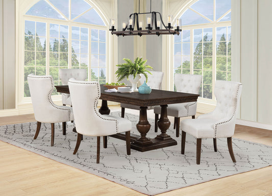 Ridgewell 7-piece Rectangular Trestle Dining Set Dark Oak - The Sleep Loft - Online Mattress Showroom NYC