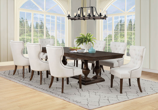 Ridgewell 9-piece Rectangular Trestle Dining Set Dark Oak - The Sleep Loft - Online Mattress Showroom NYC
