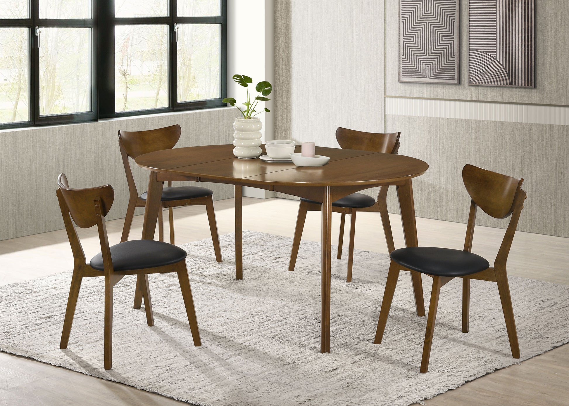 Jedda 5-piece Oval Dining Table Set Dark Walnut