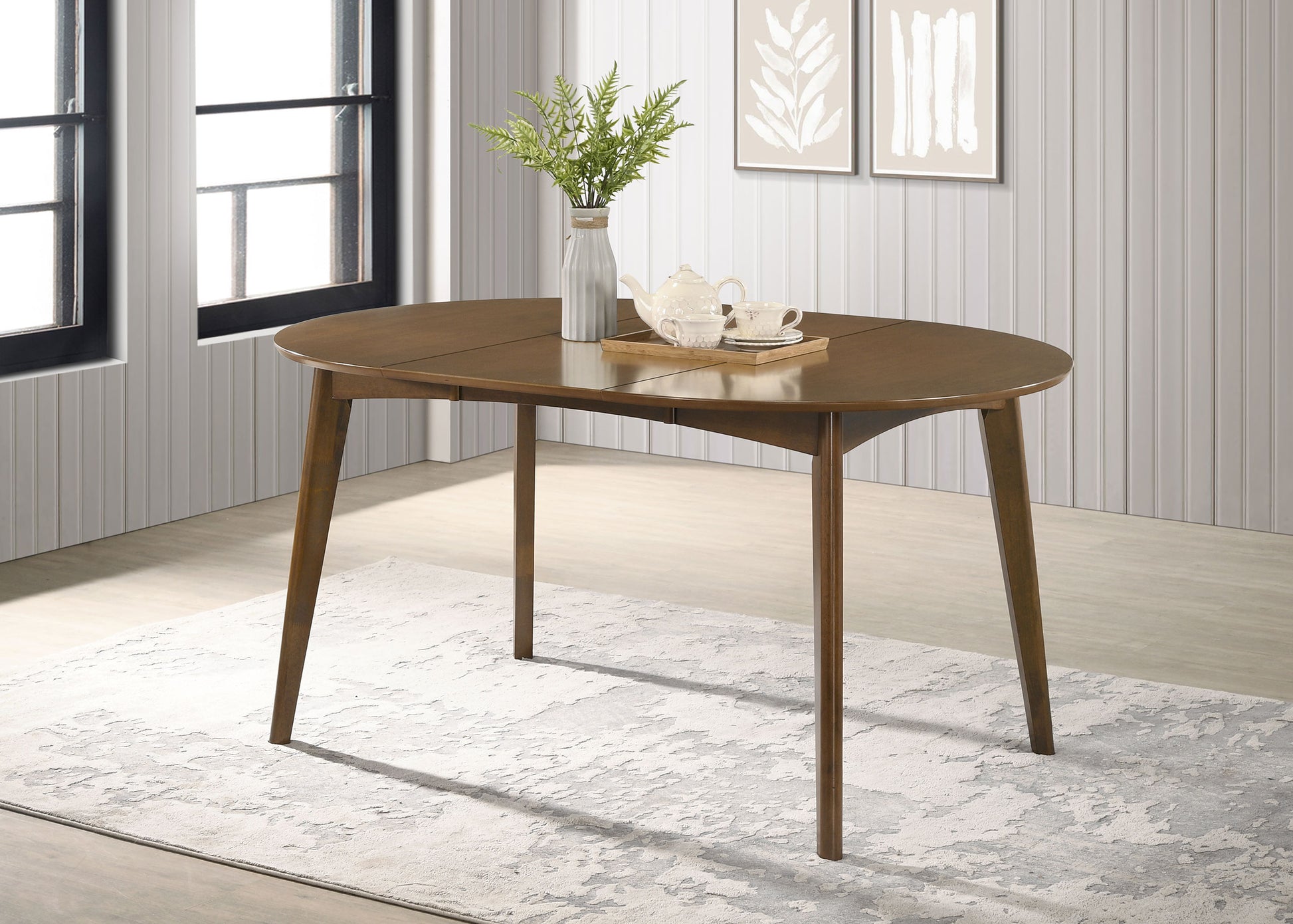 Jedda Oval 60-inch Extension Leaf Dining Table Dark Walnut