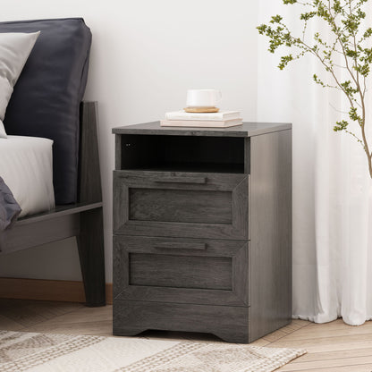Broxon - Rustic Drawer Nightstand - The Sleep Loft - Online Mattress Showroom NYC