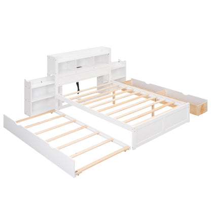 Storage Platform Bed With Pull Out Shelves, Trundle, And 2 Drawers - The Sleep Loft - Online Mattress Showroom NYC