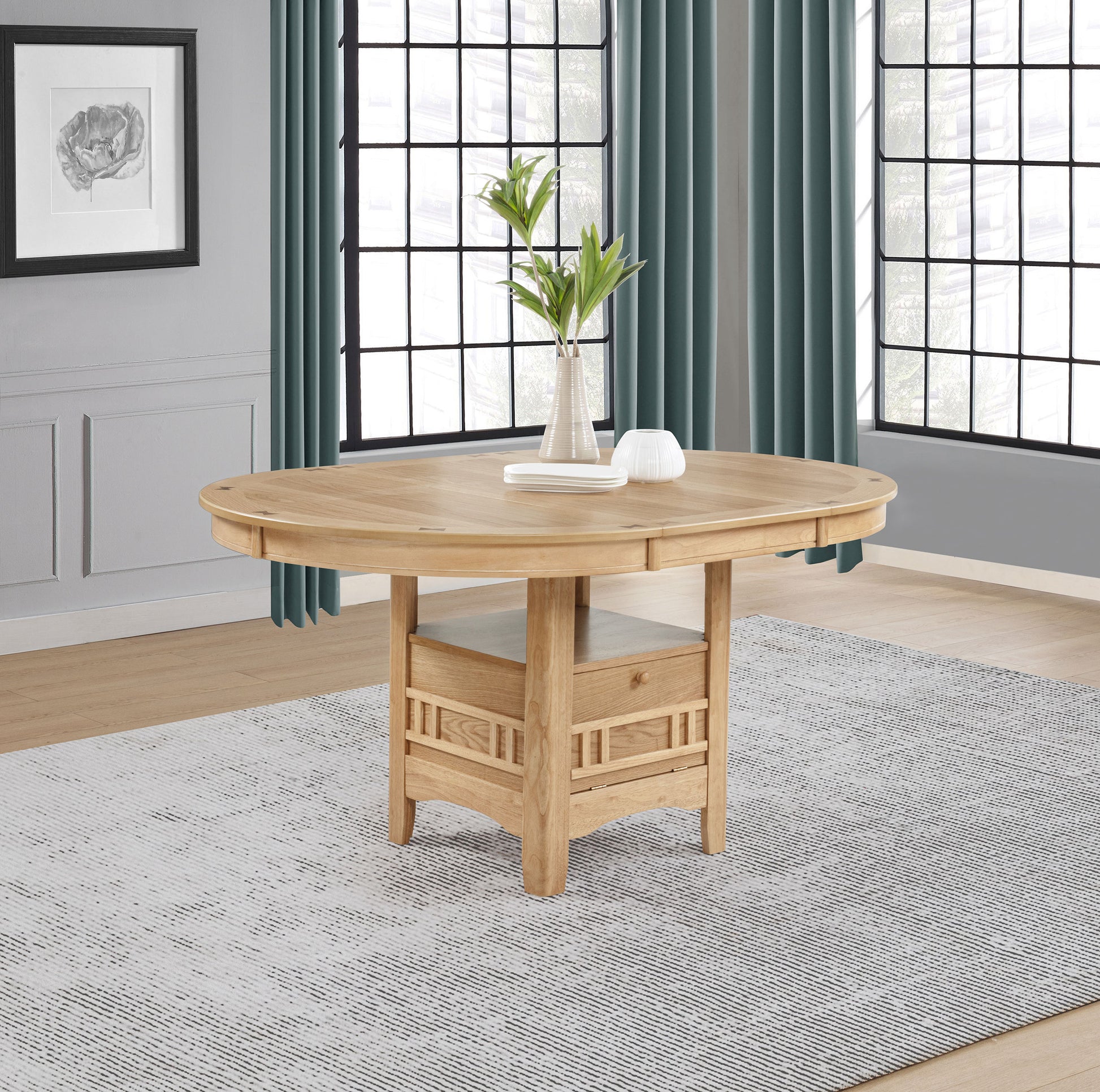 Lavon Oval 60-inch Wood Extension Leaf Dining Table Light Oak