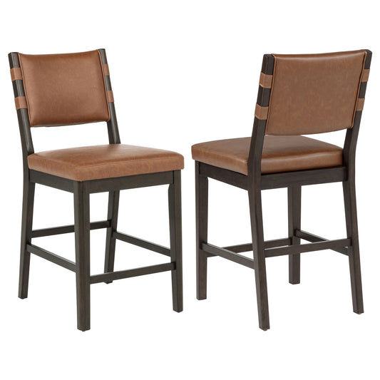 Tegan Faux Leather Upholstered Counter Height Chair Cognac (Set of 2) - The Sleep Loft - Online Mattress Showroom NYC