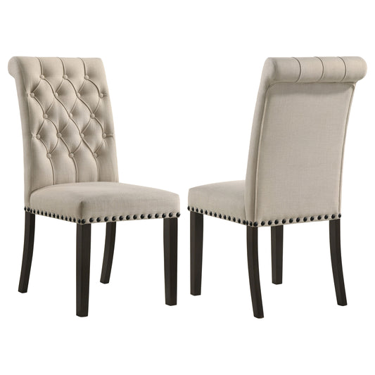 Alana Upholstered Dining Side Chair Beige Smokey Black (Set of 2) - The Sleep Loft - Online Mattress Showroom NYC